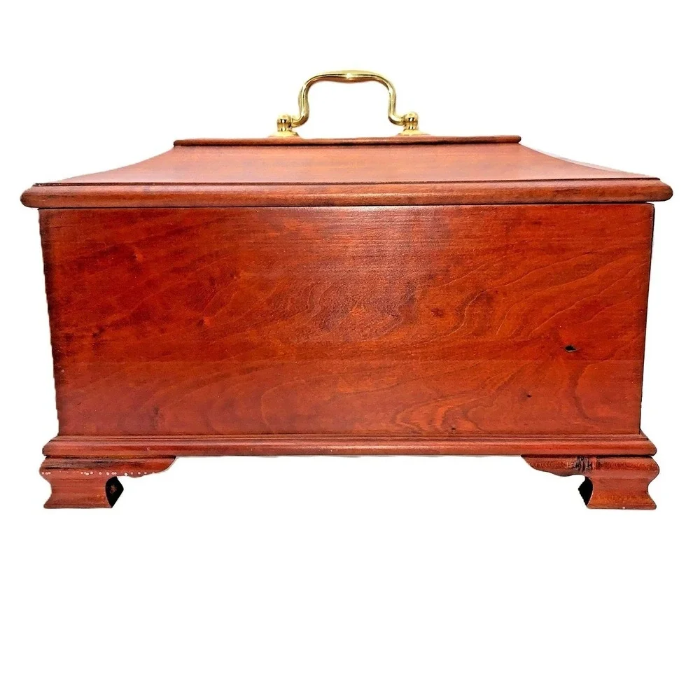 American Crafted Handmade Cherry Wood Box w Lid Funerary Ashes Storage, Keepsake